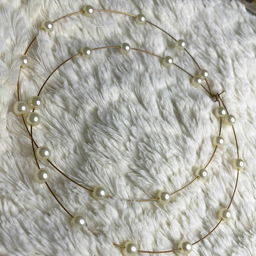 Gold Pearl Big Hoops